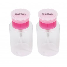 SelfTek 2Pcs Nail Polish Remover Pump Dispensers Empty Plastic Bottle Clear