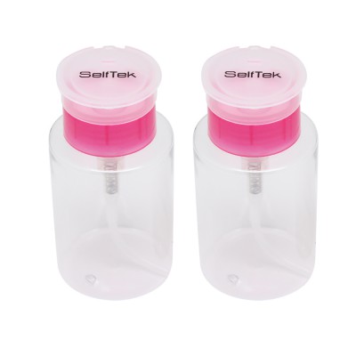 SelfTek 2Pcs Nail Polish Remover Pump Dispensers Empty Plastic Bottle Clear